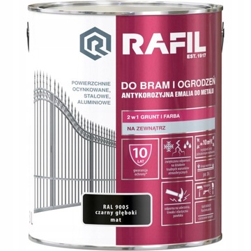 Rafil DO BRAM I OGRODZEŃ farba CZARNY MATOWA ral 9005 3L