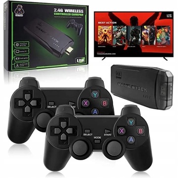 EMULATOR KONSOLI DO GIER TV RETRO Z 2 GAMEPADAMI M8 HDMI 64G KARTA PAMIĘCI