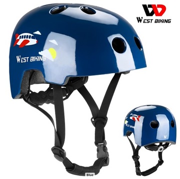 WEST BIKING KASK DZIECIĘCY NIEBIESKI OCHRONNY NA ROWER I HULAJNOGĘ BMX