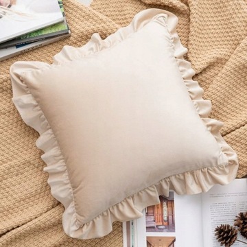 БАРХАТНАЯ НАВУШКА 40х40 С ЗАГАДКОЙ, ПЛЮШЕВЫЙ БАРХАТ, НАВОЛОЧКА ЦВЕТ: СВЕТЛО-БЕЖЕВЫЙ