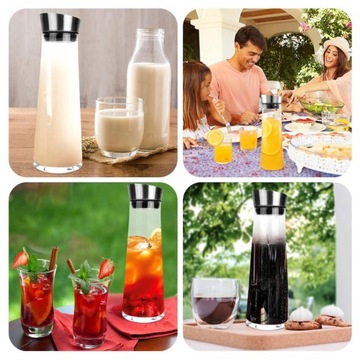 ГРАФИН ДЛЯ ВОДЫ 1Л С КРЫШКОЙ КУВШИН ДЛЯ НАПИТКОВ ВОДА СОК ЛИМОНАД МОЛОКО