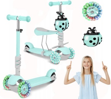 HULAJNOGA NIEBIESKA 3w1 JEŹDZIK BIEDRONKA DLA DZIECI 3 KOŁOWA J.NIEBIESKA