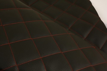 ТКАНЬ ЭКОКОЖА ЧЕРНАЯ СТЕГАНАЯ DIMONS 5X5 КРАСНАЯ НИТЬ КРАСНЫЙ КЕМПЕР АВТО