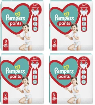 PAMPERS PANTS 8 PIELUCHOMAJTKI 128 SZT 19+ KG 4x32