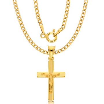 Złoty Łańcuszek 925 Krzyżyk Komunia Chrzest Grawer