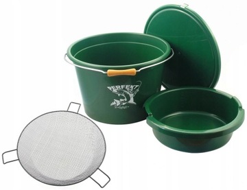 WIADRO ZANĘTOWE 18 L + MISKA 5L + POKRYWA + SITO 2
