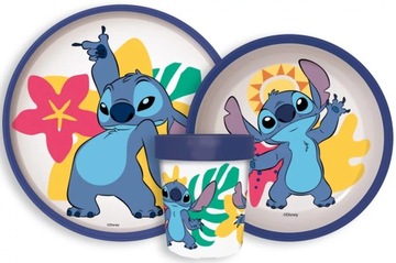 LILO I STITCH ZESTAW NACZYŃ DZIECIĘCY ANTYPOŚLIZGOWY 3 ELEMENTY TALERZ MISK