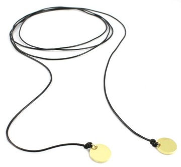NASZYJNIK CHOKER WRAP CZARNY 200 CM ZŁOTE KÓŁKA