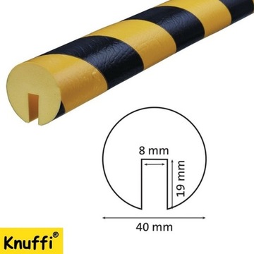 Profil ochronny TYP B, 1 m, wycięcie 8 mm, żółty/czarny