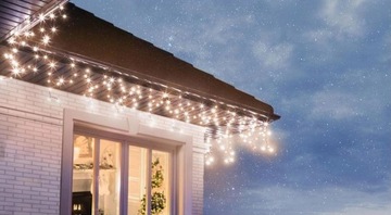 KURTYNA ŚWIETLNA SOPLE ZEWNĘTRZNE 200 LED LAMPKI FLASH BIAŁE CIEPŁE