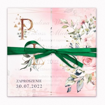 Zaproszenia akwarelowe kwiaty z kalką - 3 SZTUKI