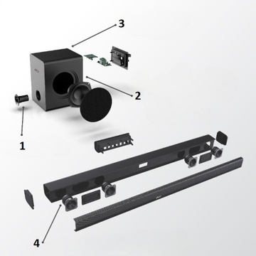 Саундбар 2.1, сабвуфер, 70 Вт, динамик Bluetooth + пульт дистанционного управления AKAI ASB-6WSW