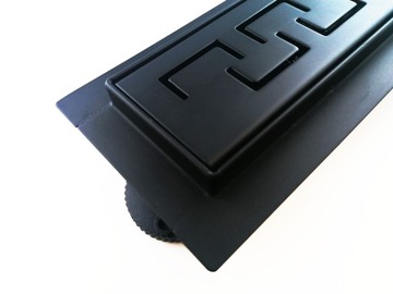 Odpływ liniowy prysznicowy 50 cm niski zabudowa 52 mm - wzór GRECKI CZARNY