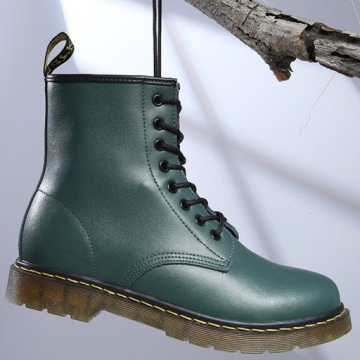 38 GLANY BOTKI WORKERY UNISEX GOTH EMO PUNK SKÓRZANE TRAPERKI MATOWE GREEN