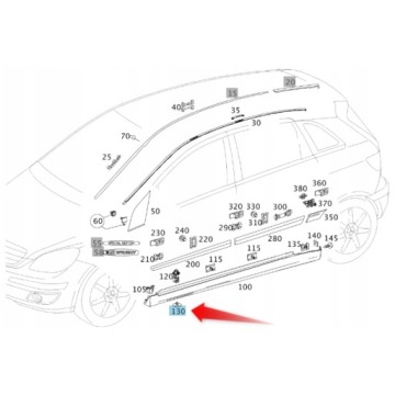 КЛИПСЫ НАРУЖНЫХ НАКЛАДОК ПОРОГОВ MERCEDES CLA GLA CLS A-CLASS B-CLASS