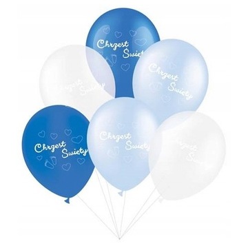 BALONY NIEBIESKIE NA CHRZEST ŚWIĘTY CHŁOPCZYK 6SZT