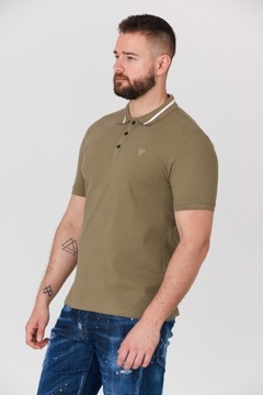 GUESS - Khaki koszulka polo męska r XL