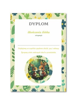 Dyplom ukończenia ŻŁOBKA na koniec żłobka A4 sztywny papier