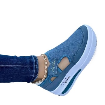 Damskie Oddychające, Dzianinowe Tenisówki Na Koturnie, Designerskie Buty