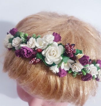 OPASKA KWIATY ECRU+BORDO RÓŻYCZKI