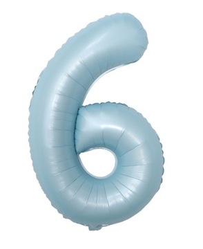 BALON FOLIOWY CYFRA 6 JASNY NIEBIESKI DUŻY XXL 100cm