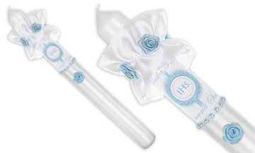 ŚWIECA KOMUNIJNA ŚWICA KOMUNIA + DREWNIANE PUDEŁKO ŚWIECY BIAŁE IMIĘ GRAWER