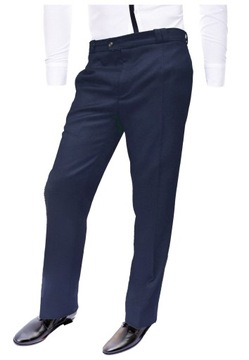 Spodnie męskie granatowe klasyczne 100/172 cm grubszy materiał na kant