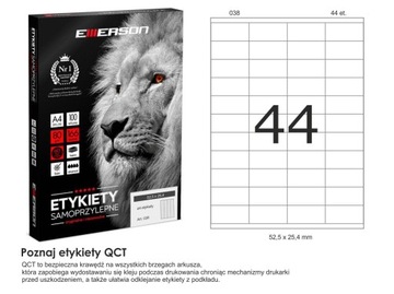 Etykiety samoprzylepne A4 100ark EMERSON 52,5x25,4