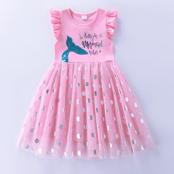 Moda dziecięca Sukienki bez rękawów rybi ogon haftowane cute B468-5