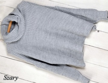 CIEPŁY KRÓTKI SWETER OVERSIZE GOLF KOMIN 795