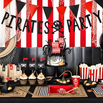 Girlanda Baner czarny Pirat Pirates Party Czaszka impreza 100cm