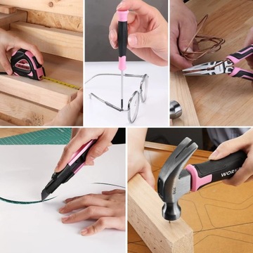 WORKPRO Набор инструментов розового цвета, 18 предметов и отвертка