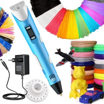 DŁUGOPIS 3D PEN DRUKARKA WKŁADY PLA 110M ZASILACZ PODSTAWKA