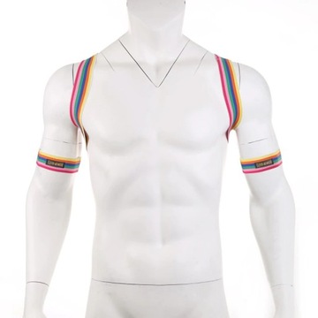 BDSM63 ELASTYCZNY HARNESS, Tęcza, LGBT 2 opaski