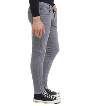 LEE LUKE rurki spodnie jeans slim tapered ZIP FLY Szary W34 L30