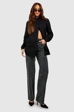 OVERSIZE KOŁNIERZYK ZNB NG2__XL BOOHOO CZARNA KOSZULA JEANS