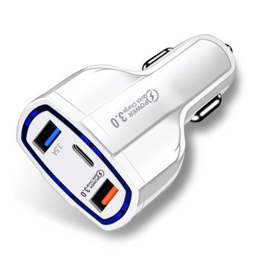Автомобильное зарядное устройство, USB -тип C 7A QC 3.0 + USB -тип кабеля