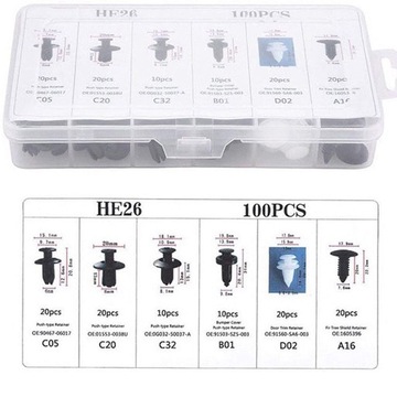 АВТОМОБИЛЬНЫЕ ЗАЖИМЫ, ЗАЖИМЫ ДЛЯ ОБИВКИ, ШПИЛЬКИ, 100 шт.