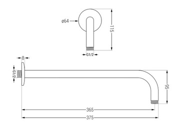 MEXEN КРУГЛЫЙ ДУШЕВОЙ РУКАВ 40 СМ ЗОЛОТО