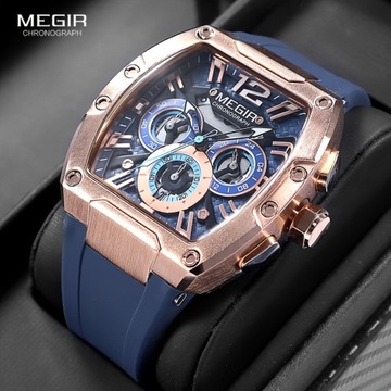 Мужские кварцевые часы MEGIR Fashion Sports, водонепроницаемые