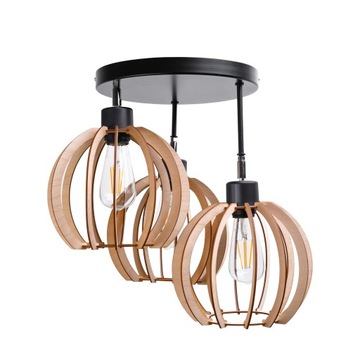 LAMPA WISZĄCA SUFITOWA REGULOWANA - KULA DREWNIANA