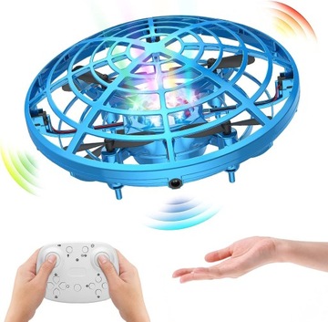 ВОЛШЕБНЫЙ ЛЕТАЮЩИЙ НЛО ДРОН СВЕТОДИОДНЫЙ ШАР С РУЧНЫМ И ДИСТАНЦИОННЫМ УПРАВЛЕНИЕМ 2 В 1 СИНИЙ
