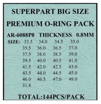 USZCZELKI O-RING grubość 0,8 MM KOMPLET 144 sztuk