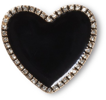 CROCS JIBBITZ CHARMS PRZYPINKA BLACK HEART WITH GOLD OUTLINE CZARNE SERCE