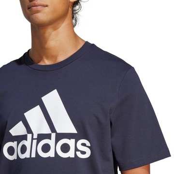 Koszulka męska adidas essentials single jersey 3-stripes tee granatowa ic93