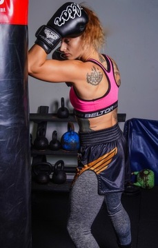 BELTOR SPODENKI TRENINGOWE MUAY THAI 02 ROZMIAR M CZARNE SPORTOWE