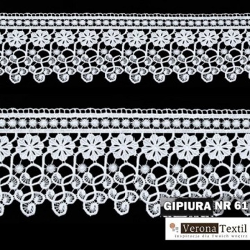 ЛЕНТА ДЛЯ ШТОР ГИПУРА КРУЖЕВНАЯ 18-20 СМ БЕЛАЯ+СЕРАЯ