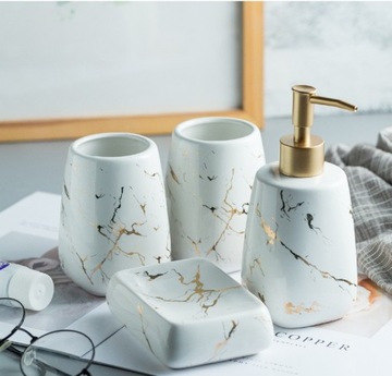 Luksusowy Komplet łazienkowy 4el marmur ceramiczny