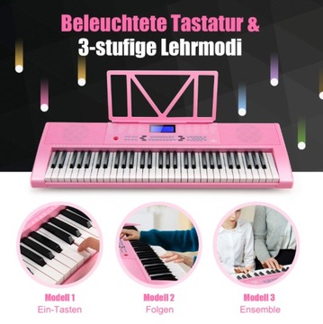 Портативная клавиатура для фортепиано (255 ритмов, 255 тонов и 24 демо)