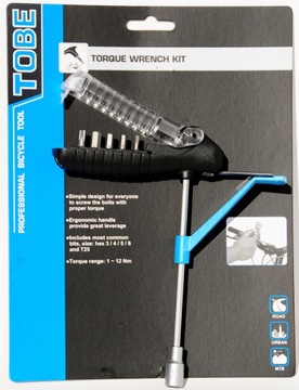 Prosty klucz dynamometryczny 1-12 Nm z bitami hex 3,4,5,6 i T25 do roweru